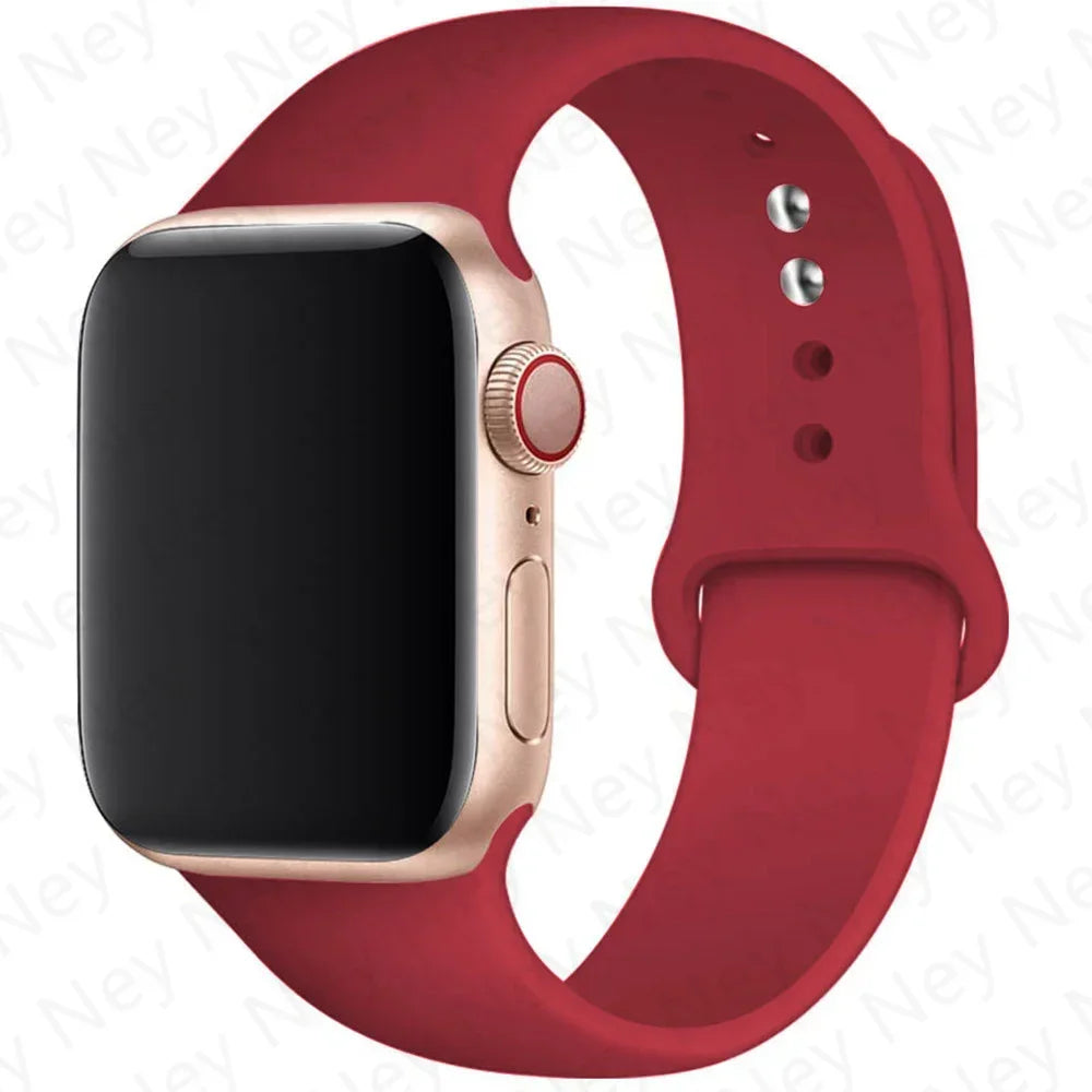 Sport Silicone For Apple Watch Ultra Band 49mm 40mm 44mm 42/38mm Soft rubber Bracelet iWatch series 9 8 7 6 SE 5 41mm 45mm Strap