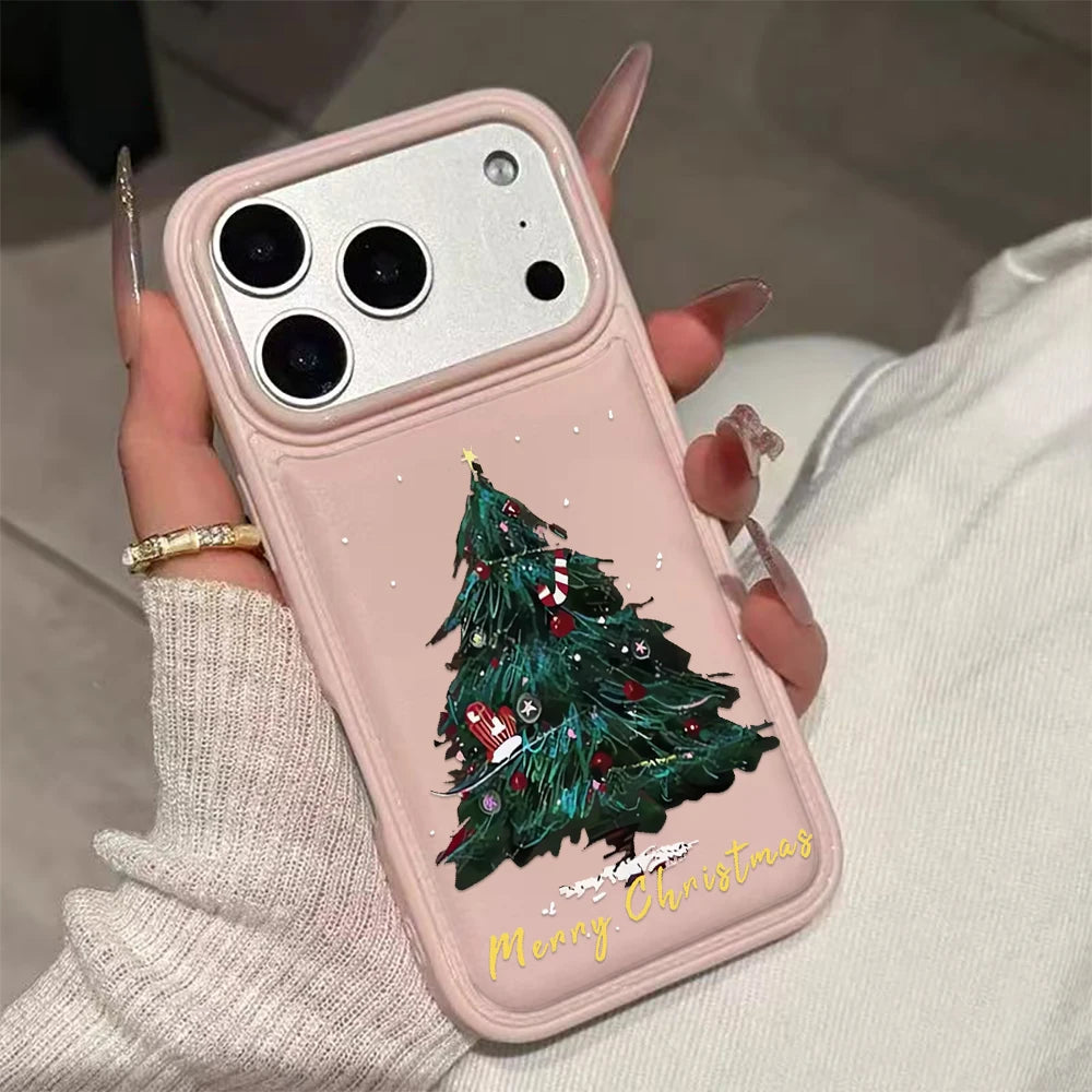 Leather Christmas Tree New Year Cover Phone Case For iPhone