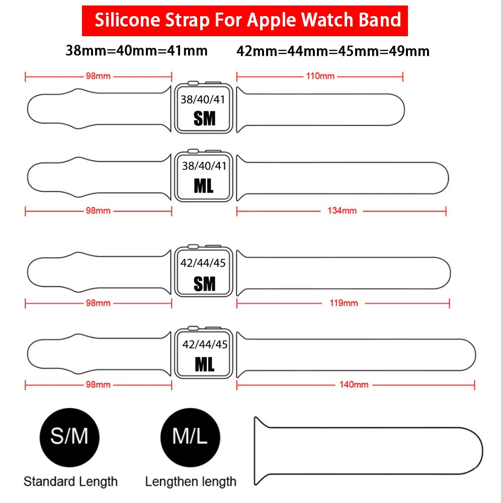 Silicone Strap For Apple Watch Bands 45mm 44mm 40mm 41mm 49mm 42mm 46mm Sport bracelet iwatch series se 6 7 8 9 10 11 Ultra 3 2