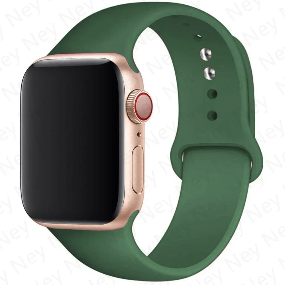 Sport Silicone For Apple Watch Ultra Band 49mm 40mm 44mm 42/38mm Soft rubber Bracelet iWatch series 9 8 7 6 SE 5 41mm 45mm Strap