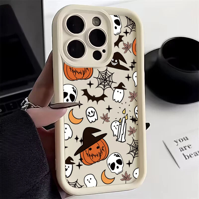 Halloween Pumpkin Ghost Silicone Phone Case For iPhone 17 16 15 14 13 12 11 Pro Max 17 Air 16E XS X XR 7 8 Plus SE Soft Cover
