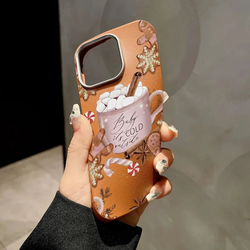 Christmas Winter-Themed Coffee Design Phone Case For iPhone