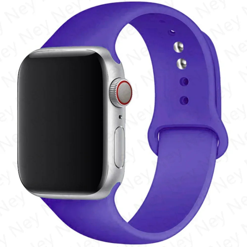 Sport Silicone For Apple Watch Ultra Band 49mm 40mm 44mm 42/38mm Soft rubber Bracelet iWatch series 9 8 7 6 SE 5 41mm 45mm Strap