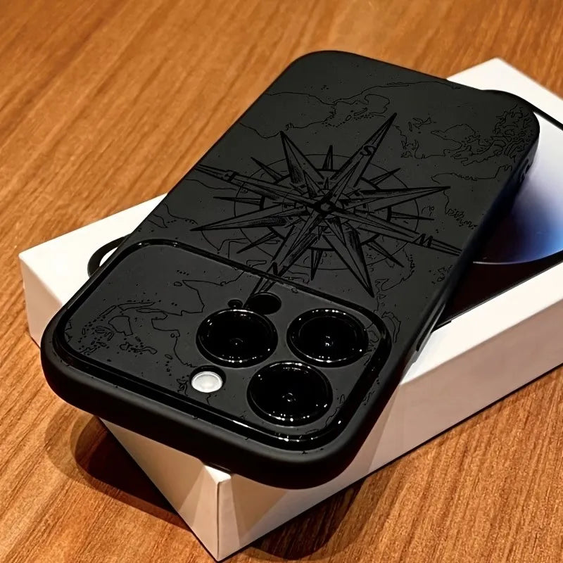 Creative Compass Pattern Shockproof Soft Cover for iPhone