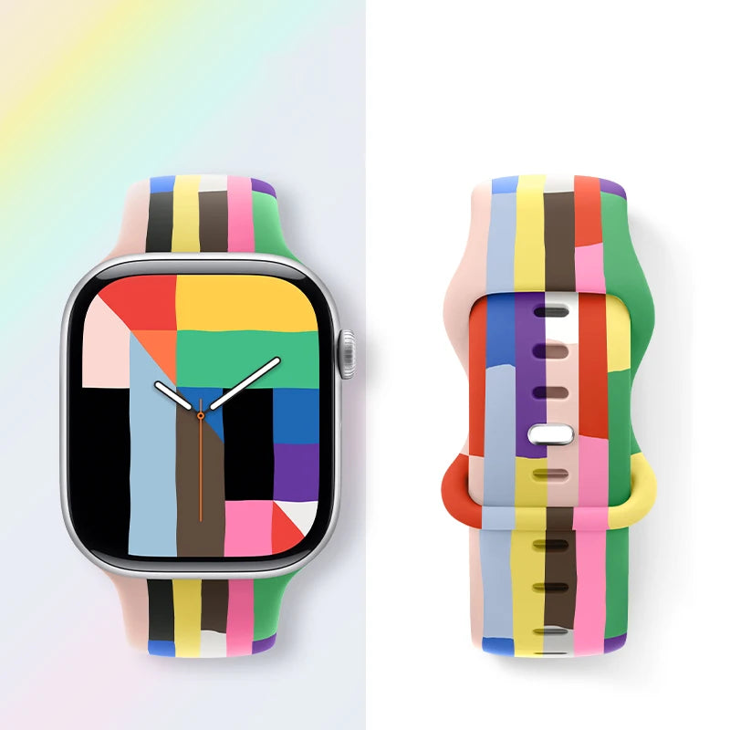 Silicone band For Apple Watch strap 44mm 49mm 40mm 41mm 46mm 42mm 45mm 38mm sports bracelet iWatch series 10 9 8 7 5 SE ultra 2