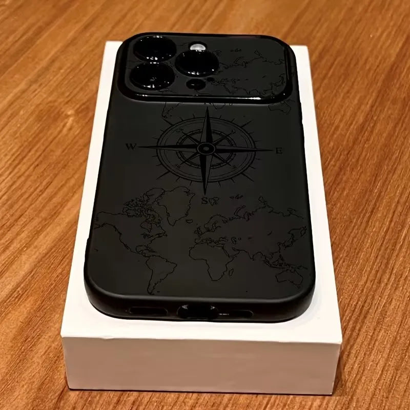 Creative Compass Pattern Shockproof Soft Cover for iPhone