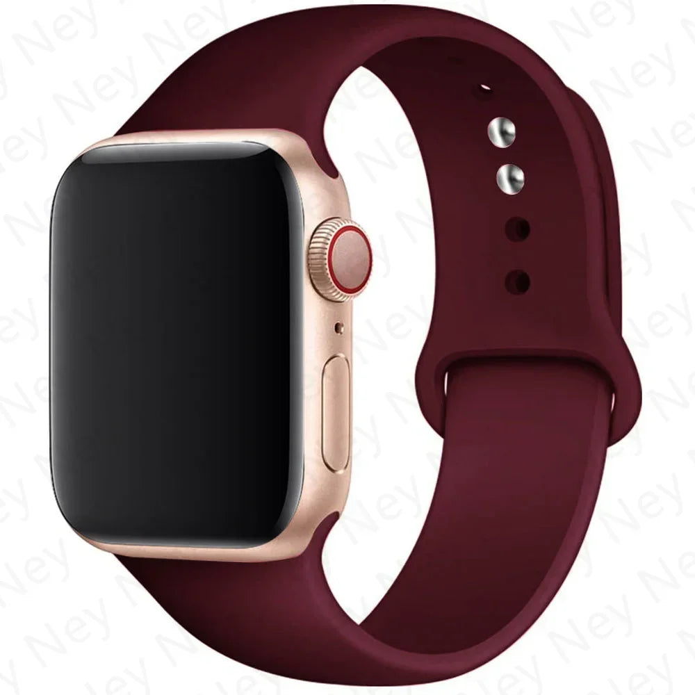 Sport Silicone For Apple Watch Ultra Band 49mm 40mm 44mm 42/38mm Soft rubber Bracelet iWatch series 9 8 7 6 SE 5 41mm 45mm Strap