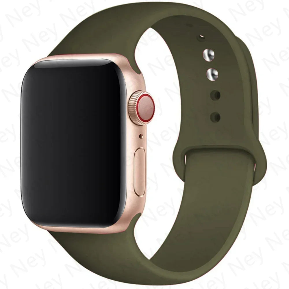 Sport Silicone For Apple Watch Ultra Band 49mm 40mm 44mm 42/38mm Soft rubber Bracelet iWatch series 9 8 7 6 SE 5 41mm 45mm Strap
