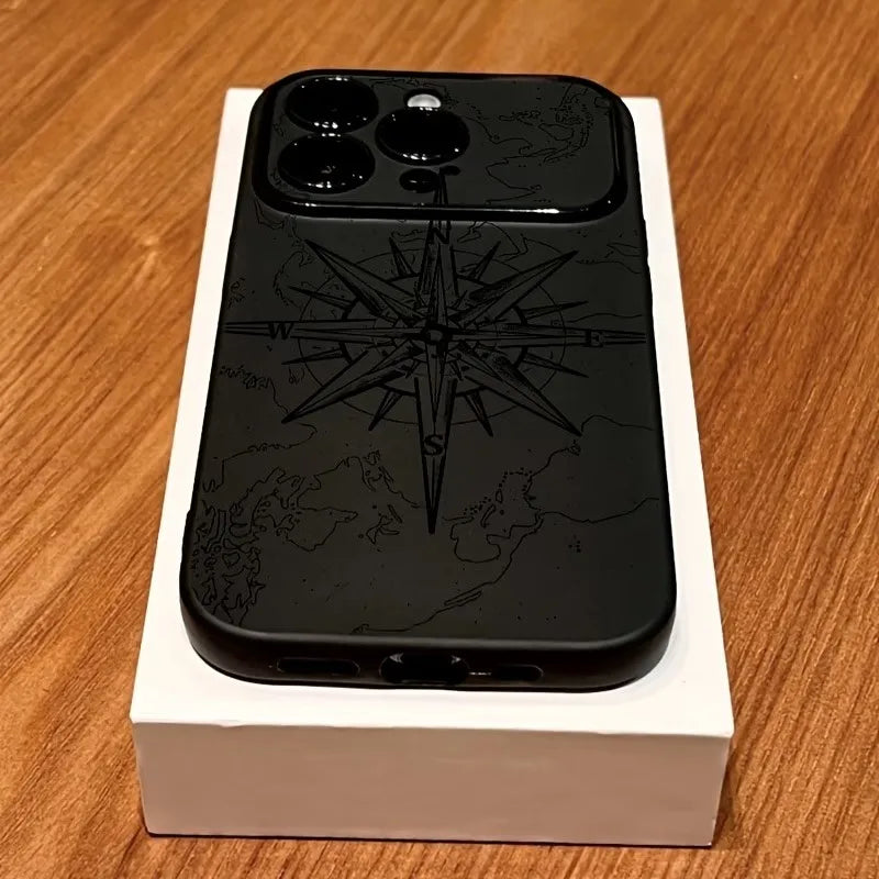 Creative Compass Pattern Shockproof Soft Cover for iPhone