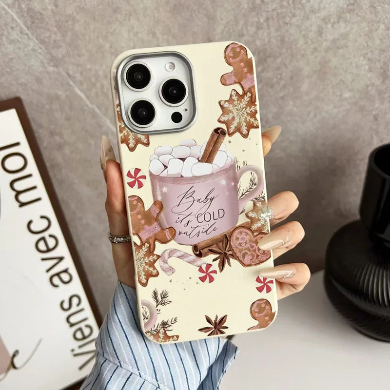 Christmas Winter-Themed Coffee Design Phone Case For iPhone