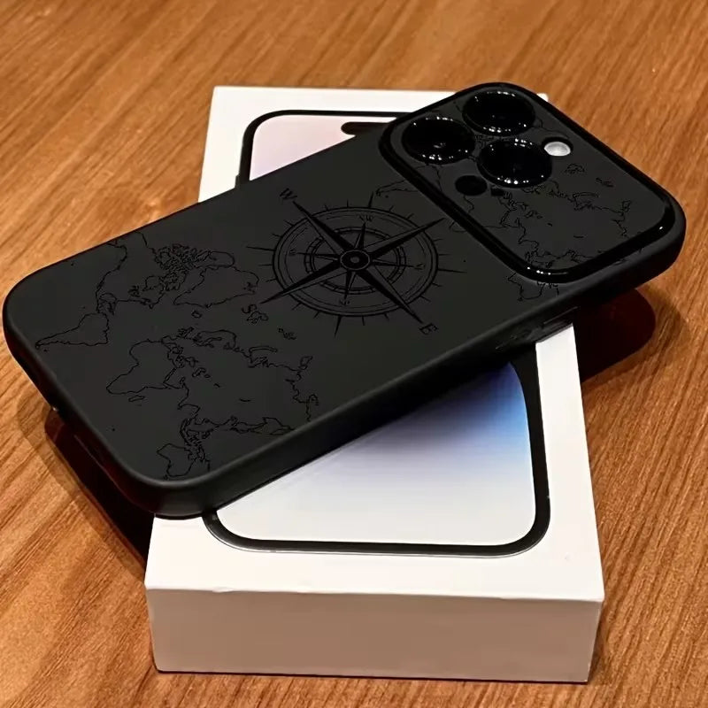 Creative Compass Pattern Shockproof Soft Cover for iPhone