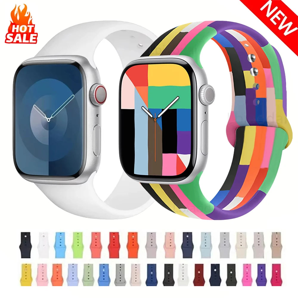 Silicone band For Apple Watch strap 44mm 49mm 40mm 41mm 46mm 42mm 45mm 38mm sports bracelet iWatch series 10 9 8 7 5 SE ultra 2
