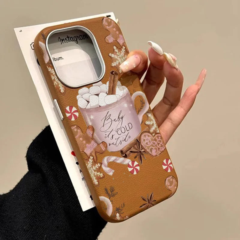 Christmas Winter-Themed Coffee Design Phone Case For iPhone
